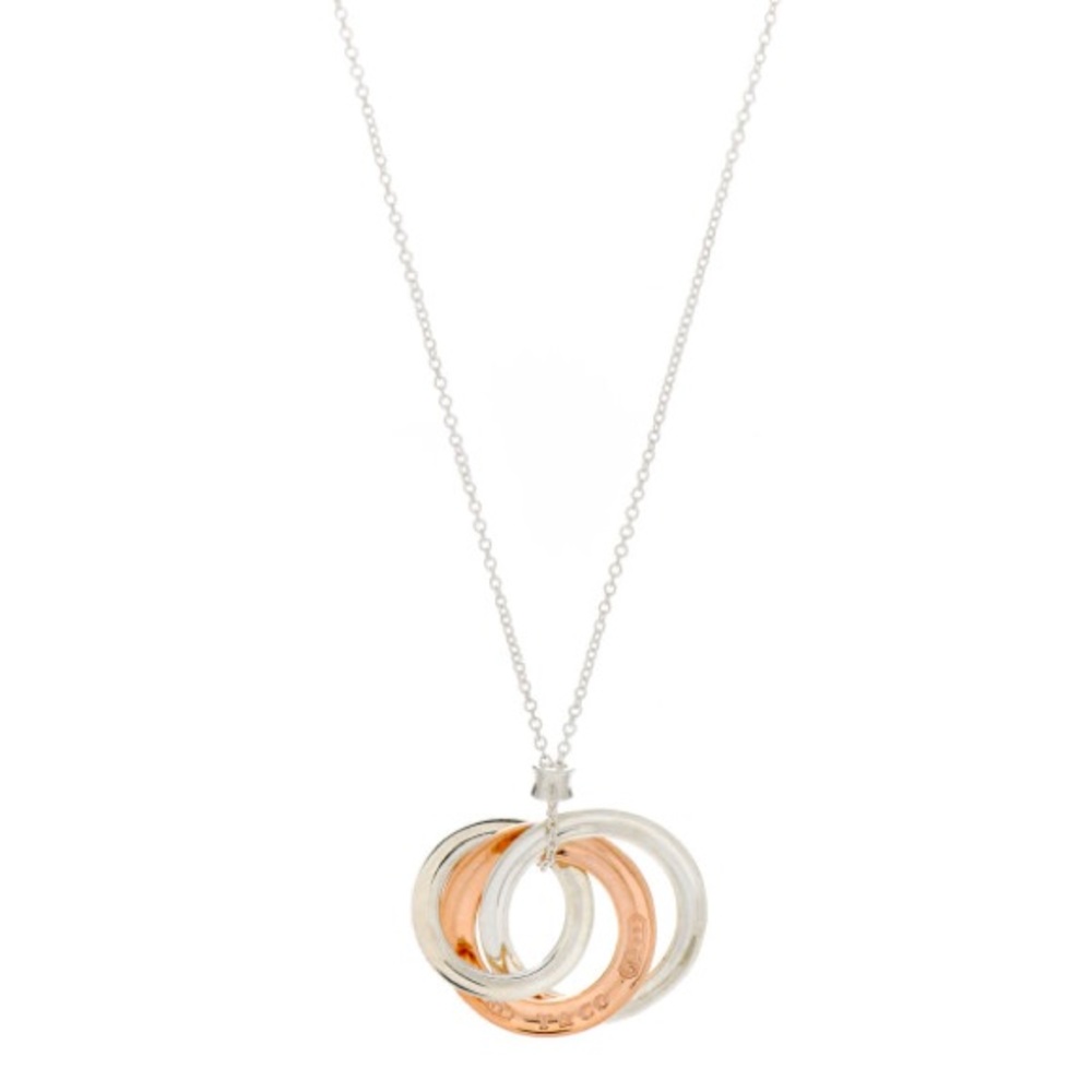 TIFFANY & Co. 1837 Interlocking Large Circles Silver Rubedo Metal Necklace.